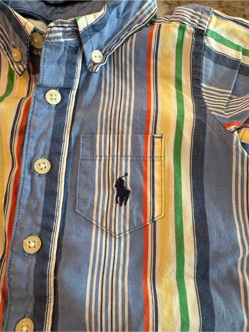 Ralph Lauren Baby Boys One Piece Cotton Button Down Romper Suit Striped 3 months - Picture 2 of 6